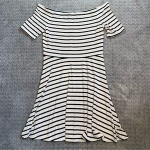 White House Black Market Black and White Striped Top